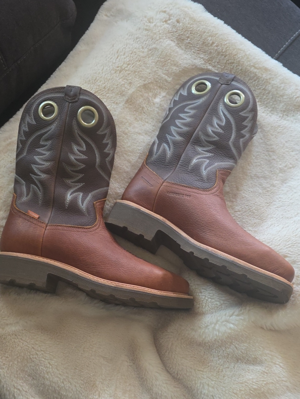 Men's Brown & Dark Gray Western Work Boots